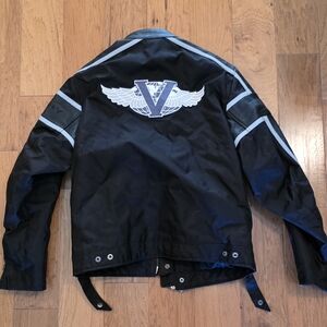 Mens Victory Motorcycle Jacket. Heavy Fabric,leather Accents, Reflective Trim L